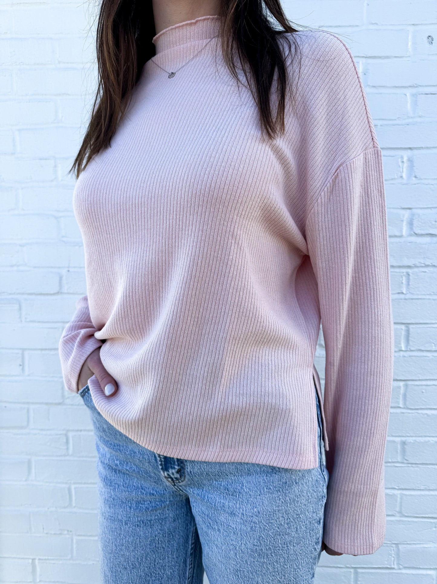 Frosted Rose Ribbed Top