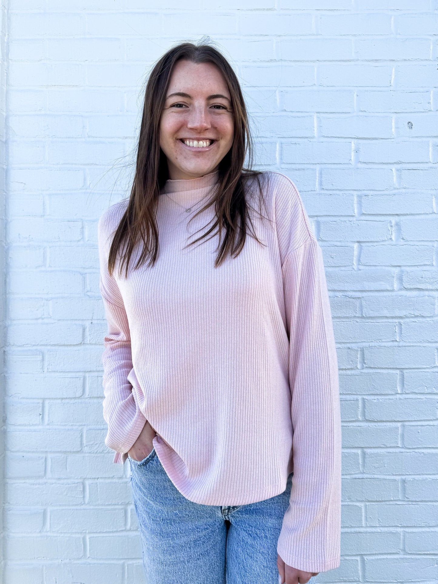 Frosted Rose Ribbed Top