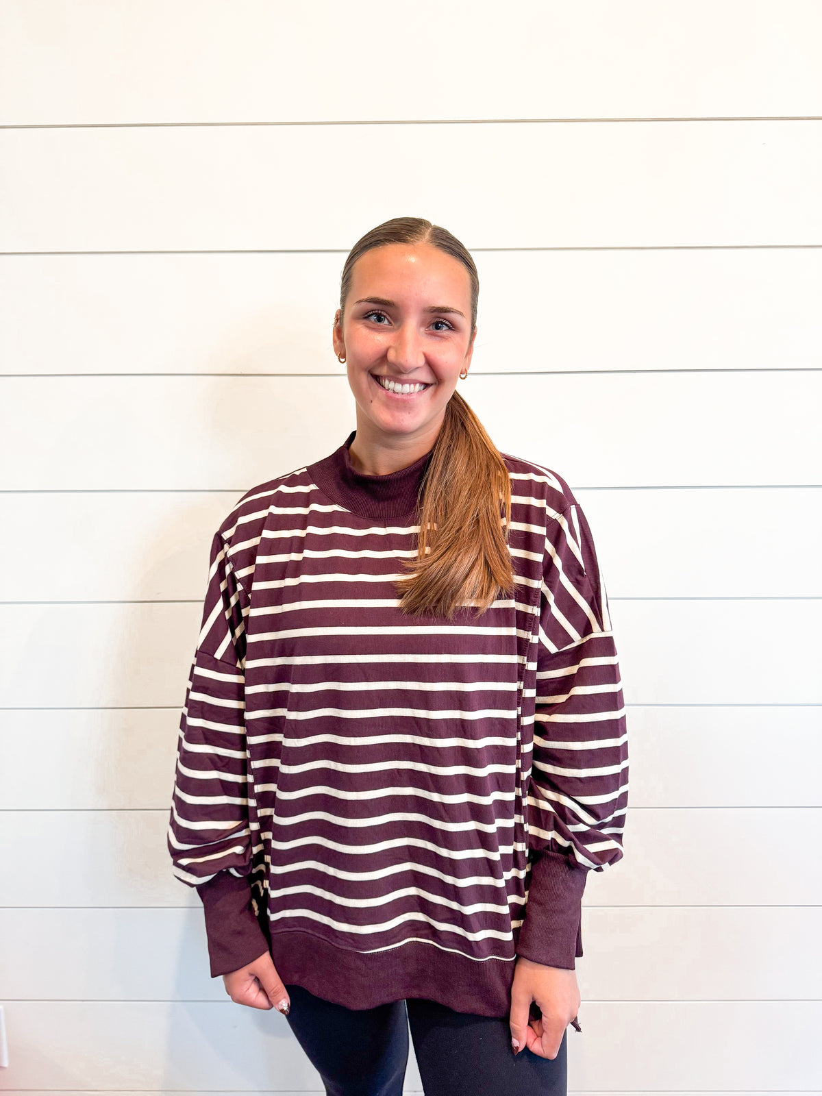 Sunday Stripe Mock Neck