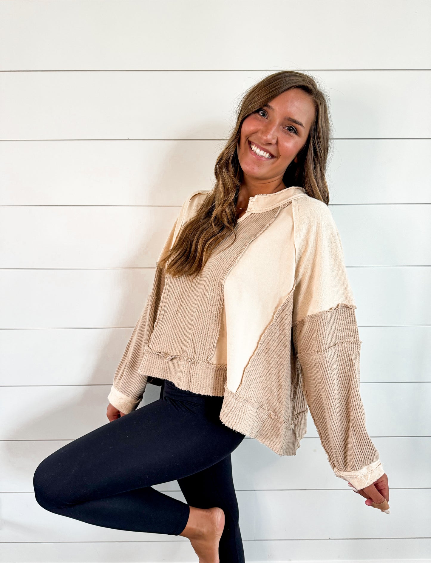 Beige Multi Contrast Top