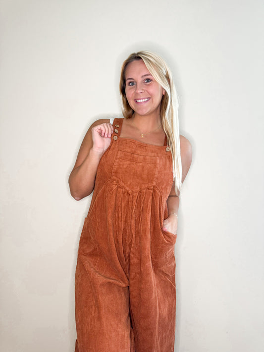 Vintage Rust Corduroy Overalls