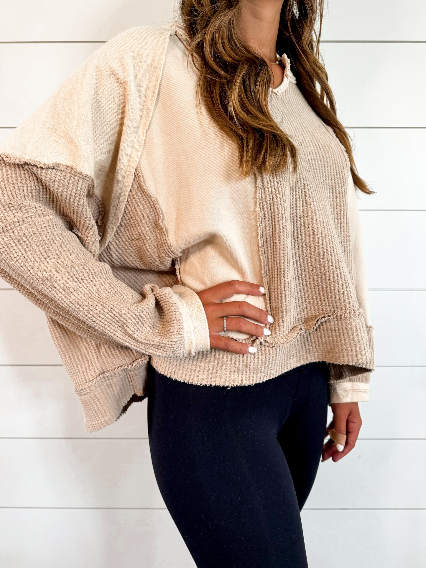 Beige Multi Contrast Top