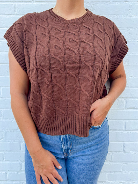 Classic Charm Sweater Vest (Brown)